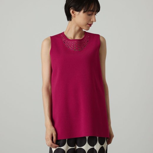 【SALE／40%OFF】ANAYI ドットカットワークチュニック プルオーバー アナイ トップス ニット ホワイト ピンク ブラック【送料無料】