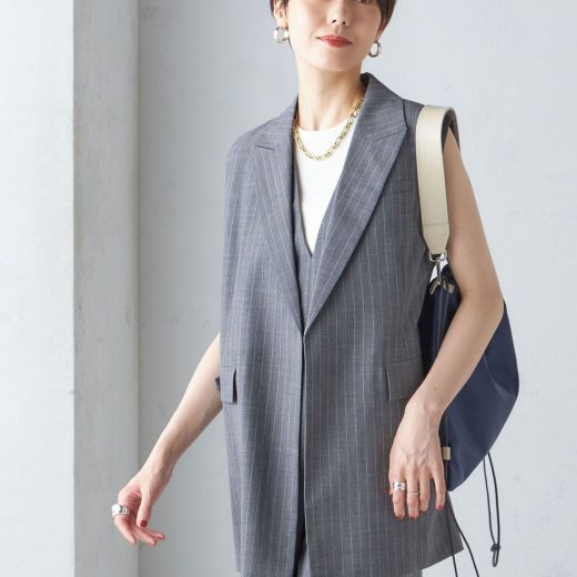 【SALE／30%OFF】SHIPS WOMEN ウール混 ボックス テーラード ジレ シップス トップス ベスト・ジレ グレー ブラック【送料無料】
