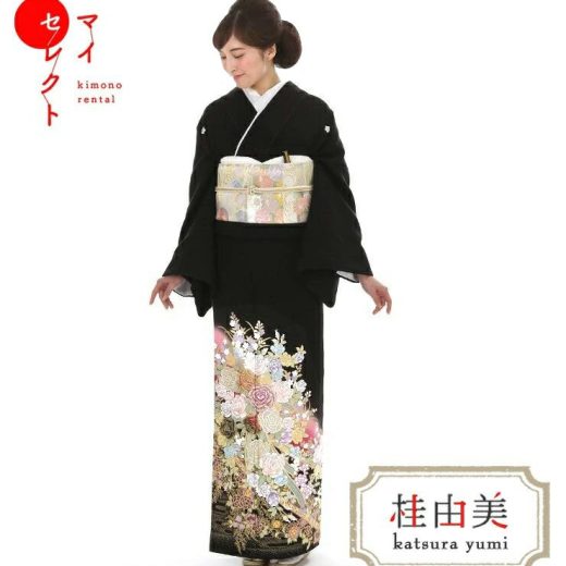 沢山のサイズ・季節着物で選べる 留袖 レンタル 桂由美 mito_360 花園 夏用 単衣 大きいサイズ 高身長 小さいサイズ 正絹 黒留袖 結婚式 往復送料無料 おすすめ 留袖 黒留袖レンタル 着物レンタル 着物 母親 留袖レンタル フルセット 親族 レンタル着物 セット 【レンタル】