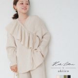 ≪ 特別セール ≫[ 田中亜希子さんコラボ ] 選べる2丈 2way付けフリルVネックニットプルオーバー [N1082] 入トップス レディース 20代 30代 40代 小柄 秋 冬 カジュアル きれいめ アシメ ボタン プチM M セットアップ 低身長サイズ 低身長さん向け 低身長コーデ