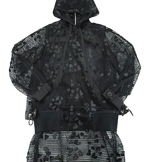 【中古】sacai “サカイ” 18SS ハート メッシュ レイヤードワンピース フーディ 18-03583 サイズ2 ブラック【鹿児島店】