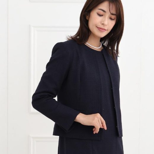 【SALE／50%OFF】Reflect 【春SALE/フォーマル/セットアップ可】ツイードジャケット リフレクト ジャケット・アウター ノーカラージャケット ホワイト ブルー ネイビー【送料無料】
