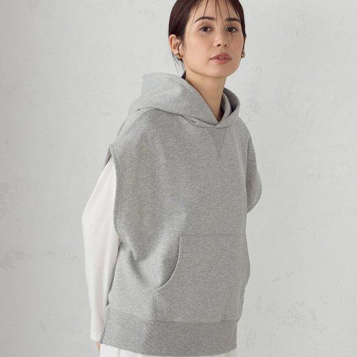 【SALE／14%OFF】COMME CA ISM 【セットアイテム】裏毛フーディベスト+ロングTシャツ / セットアップ対応 コムサイズム トップス ベスト・ジレ グレー ネイビー グリーン【送料無料】