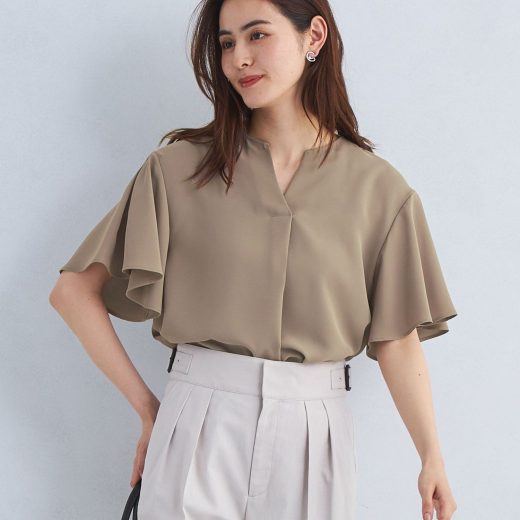 【SALE／30%OFF】UNITED ARROWS green label relaxing 袖 フレア スキッパー ブラウス -マシンウォッシャブル・防シワ- ユナイテッドアローズ アウトレット トップス シャツ・ブラウス ネイビー ホワイト ブラウン【送料無料】
