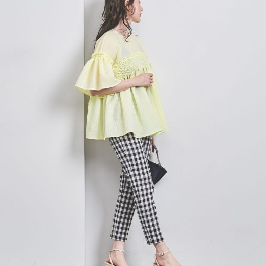【SALE／60%OFF】UNITED ARROWS エアリージャカード シャーリング フレアスリーブ ブラウス ユナイテッドアローズ アウトレット トップス シャツ・ブラウス ホワイト ネイビー ブルー【送料無料】