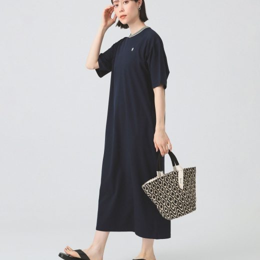 Ray BEAMS 【別注】Gymphlex / クルーネック ニットライン ショートスリーブ ドレス ビームス ウイメン ワンピース・ドレス ワンピース ブラウン ネイビー【送料無料】