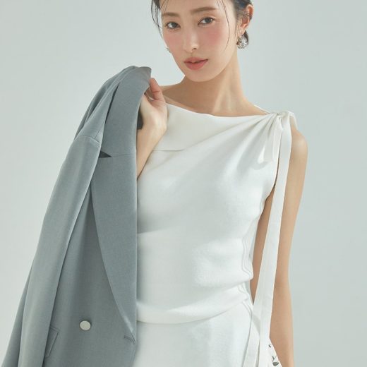 FRAY I.D アシメネックドレープニット フレイ アイディー トップス ニット ブルー ホワイト ブラック【送料無料】