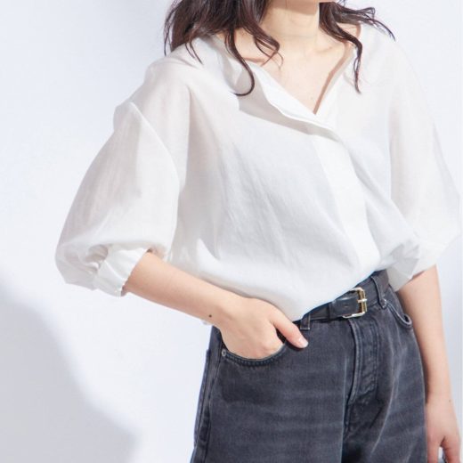 JOURNAL STANDARD L'ESSAGE オーガンジーニュアンスノーカラーシャツ ジャーナルスタンダード レサージュ トップス シャツ・ブラウス ブラック ブラウン ブルー ホワイト【送料無料】