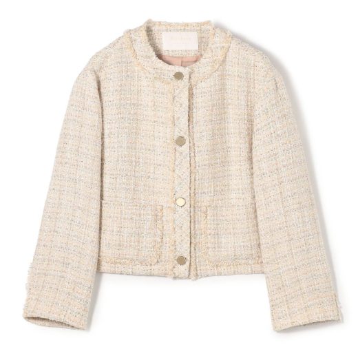 【SALE／40%OFF】Ballsey カラースパングルツイード ノーカラージャケット トゥモローランド ジャケット・アウター ノーカラージャケット ベージュ グリーン【送料無料】