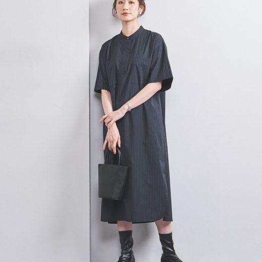 【SALE／50%OFF】UNITED ARROWS バンドカラー ポケット 5S シャツワンピース ユナイテッドアローズ アウトレット ワンピース・ドレス ワンピース ホワイト【送料無料】