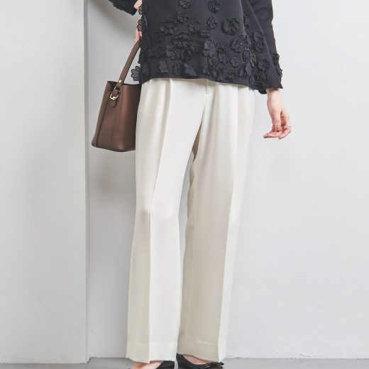 UNITED ARROWS 2タック ワイドパンツ WHITE ユナイテッドアローズ パンツ スラックス・ドレスパンツ ホワイト【送料無料】