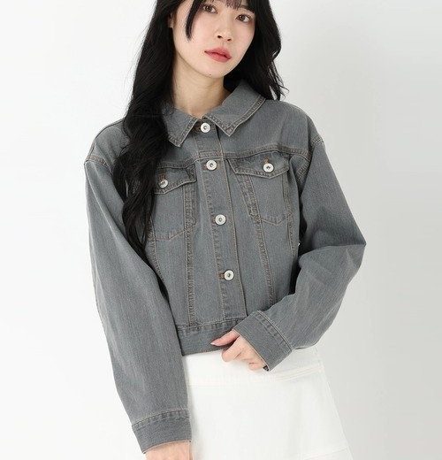 STRAWBERRY-FIELDS バックレースアップデニムジャンパー ストロベリーフィールズ ジャケット・アウター ノーカラージャケット ネイビー【送料無料】