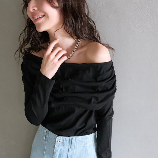 【SALE／50%OFF】La boutique BonBon 【女子力UP!】シアーオフショルカットソー ラブティックボンボン トップス カットソー・Tシャツ グリーン ホワイト ブラック【送料無料】
