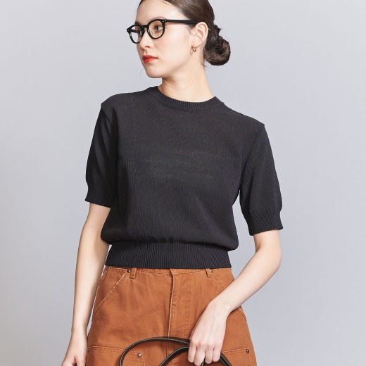 BEAUTY&YOUTH UNITED ARROWS コイルニット ショートスリーブ プルオーバー -ウォッシャブル- ビューティー＆ユース　ユナイテッドアローズ トップス ニット ブラウン グレー ホワイト【送料無料】