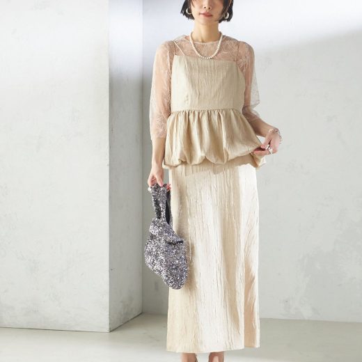 SHIPS WOMEN ＜結婚式・パーティ＞kaene:バルーン ペプラム ドレス シップス ワンピース・ドレス ドレス ネイビー ベージュ【送料無料】