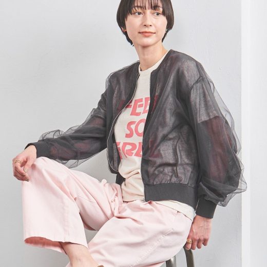 UNITED ARROWS チュール ジップ カーディガン ユナイテッドアローズ トップス カーディガン グレー ブラック【送料無料】
