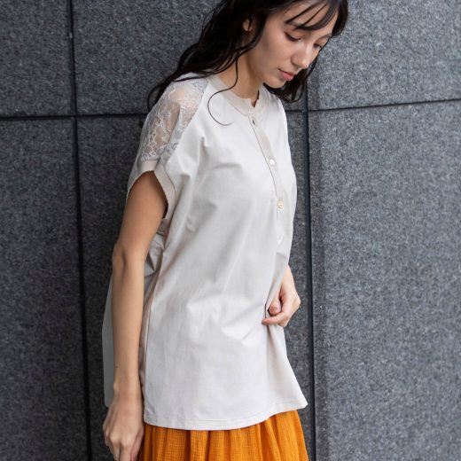 【SALE／15%OFF】Munich カットソー*レース ドッキングブラウス ミューニック トップス カットソー・Tシャツ ホワイト ブラック【送料無料】