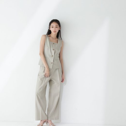【SALE／10%OFF】NATURAL BEAUTY BASIC リネンライクツイルシリーズ ストレートパンツ ナチュラルビューティベーシック パンツ その他のパンツ カーキグリーン ブラウン【送料無料】