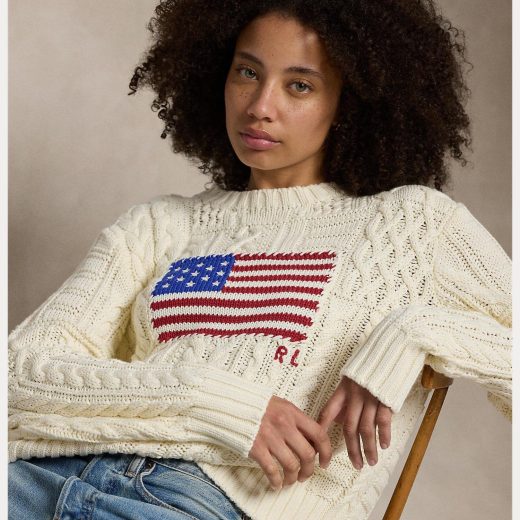 【SALE／30%OFF】POLO RALPH LAUREN アランニット フラッグ コットン セーター ラルフローレン トップス ニット ベージュ【送料無料】