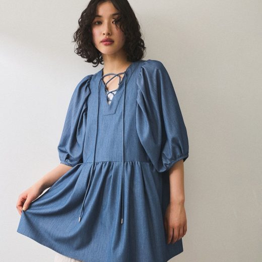 ADAM ET ROPE' FEMME 【WEB限定】・【新色追加】2WAYバルーンスリーブチュニック アダムエロペ トップス シャツ・ブラウス ブラック ホワイト ブルー【送料無料】
