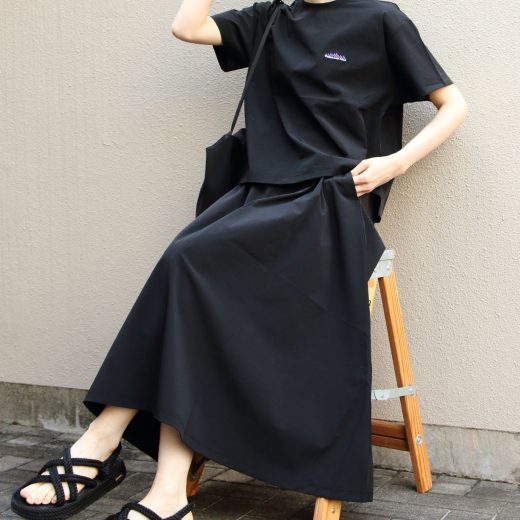 THOUSAND MILE THOUSAND MILE/(W)SHORT SLEEVE TEE & SKIRT SET ステップス トップス カットソー・Tシャツ グレー ブラック【送料無料】