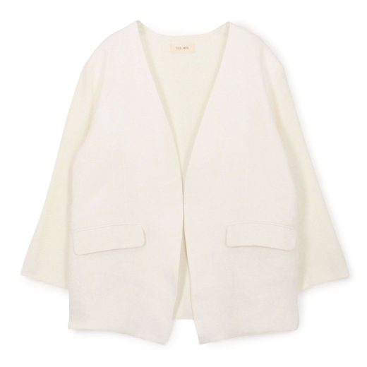 【SALE／30%OFF】DES PRES ファブリックコンビ Vカラージャケット トゥモローランド ジャケット・アウター ノーカラージャケット ホワイト ネイビー ベージュ【送料無料】