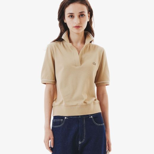 LACOSTE スキッパーネックポロシャツ ラコステ トップス ポロシャツ ベージュ ネイビー ホワイト【送料無料】