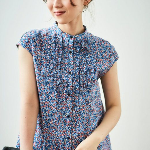 【SALE／20%OFF】リバティアソートフロントフリルフレンチブラウス le.coeur blanc ルクールブラン トップス シャツ・ブラウス ピンク ブルー【RBA_E】【送料無料】[Rakuten Fashion]