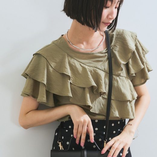 【SALE／9%OFF】VIS フリルティアードブラウス ビス トップス シャツ・ブラウス カーキグリーン ブラック ホワイト【送料無料】