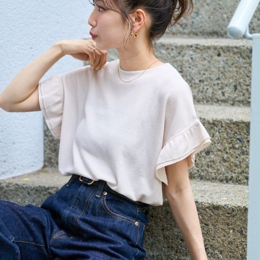 FREAK'S STORE ワッフル フリル 袖トップス【限定展開】 25SS フリークスストア トップス カットソー・Tシャツ レッド ブラック ブルー グリーン ベージュ【送料無料】