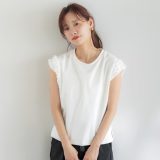 【6/25限定 20%OFFクーポン】coca 肩フリルノースリーブTシャツ レディース トップス
