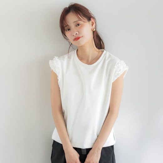 【6/25限定 20%OFFクーポン】coca 肩フリルノースリーブTシャツ レディース トップス