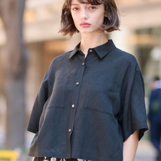 DRESSTERIOR 【トレンド/清涼感】ハーフスリーブクロップドシャツ ドレステリア トップス シャツ・ブラウス ブラック グレー【送料無料】