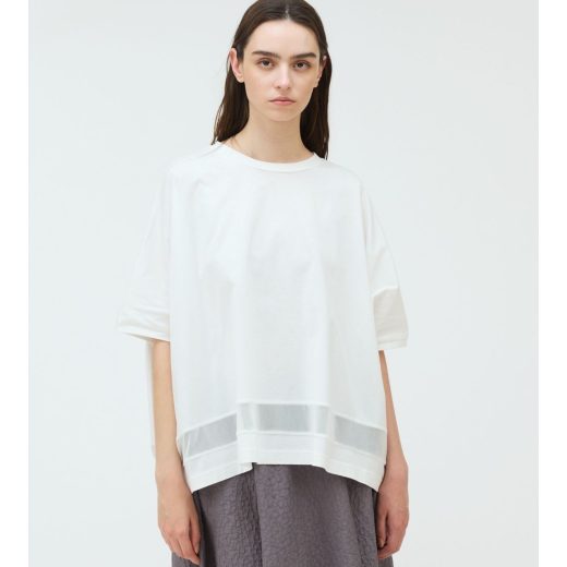 mizuiro ind mizuiro ind メッシュミックスワイドプルオーバー マーコート トップス カットソー・Tシャツ ネイビー ブラック ホワイト【送料無料】