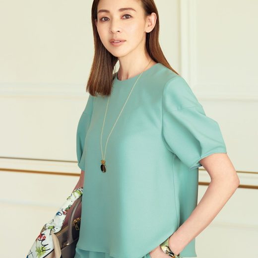 自由区 【SHIHOさんコラボ・洗える】バックサテンジョーゼット ブラウス ジユウク トップス シャツ・ブラウス ブラウン グリーン【送料無料】