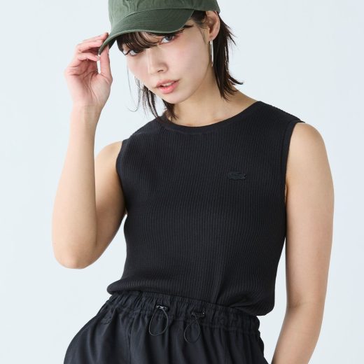 LACOSTE UVカット クールマックスリブニットタンクトップ ラコステ トップス ベスト・ジレ ホワイト グリーン ブラック【送料無料】