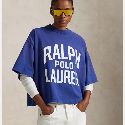 POLO RALPH LAUREN ロゴ コットン ジャージー Tシャツ ラルフローレン トップス カットソー・Tシャツ ブルー【送料無料】