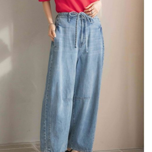 【カラー追加予約】イージーバレルデニムパンツ LOWRYS FARM ローリーズファーム パンツ ジーンズ・デニムパンツ グレー ブルー ブラック パープル【先行予約】*【送料無料】[Rakuten Fashion]