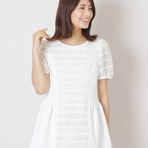 【SALE／30%OFF】TO BE CHIC ジャカードタック チュニックブラウス トゥー ビー シック トップス シャツ・ブラウス ネイビー ホワイト【送料無料】