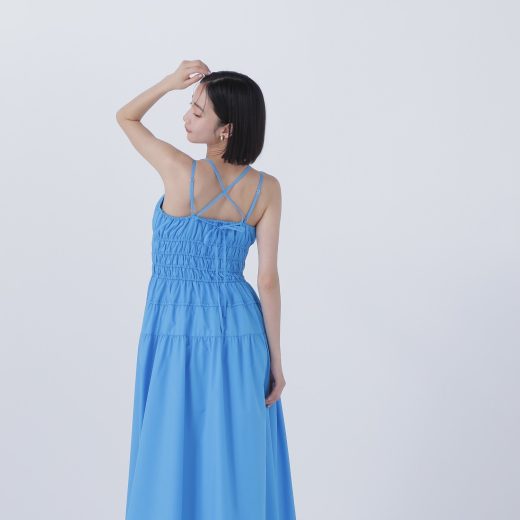 NATURAL BEAUTY BASIC シャーリングフレアキャミワンピース ナチュラルビューティベーシック ワンピース・ドレス ワンピース ブラック ブルー【送料無料】