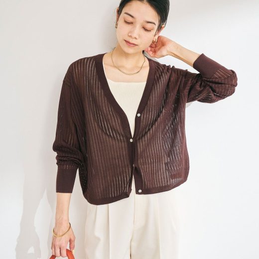 UNITED ARROWS green label relaxing シャーリー ハリヌキ Vネック ニット カーディガン -ウォッシャブル- ユナイテッドアローズ グリーンレーベルリラクシング トップス カーディガン ブラック ホワイト ブラウン【送料無料】