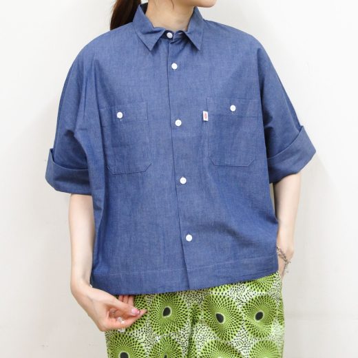 DANTON DANTON/(W)CHAMBRAY WORK SHIRT 0345 ステップス トップス シャツ・ブラウス ホワイト ブルー【送料無料】