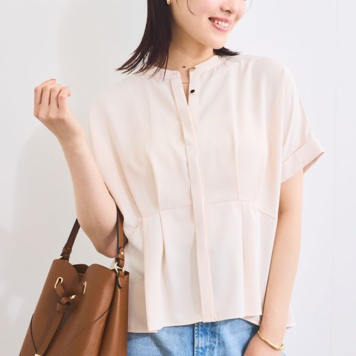 【SALE／12%OFF】VIS 【接触冷感】ウエストタックブラウス ビス トップス シャツ・ブラウス ブラック ベージュ