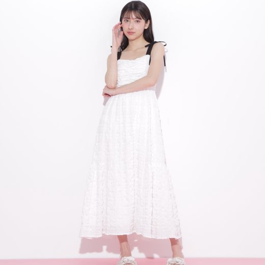 JILL by JILL STUART ショルダーリボンワンピース ジル バイ ジル スチュアート ワンピース・ドレス ワンピース ブラック ホワイト ブルー【送料無料】
