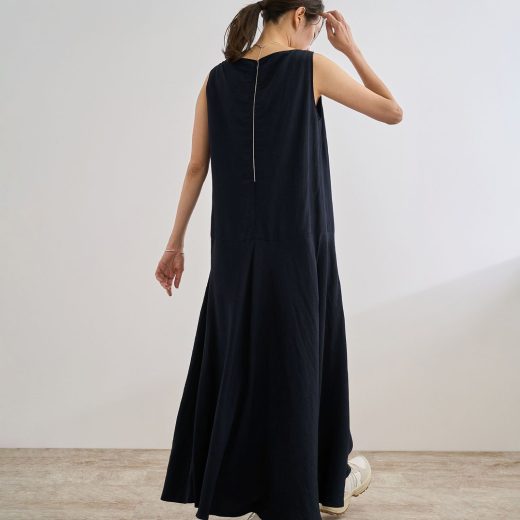 【SALE／40%OFF】ROPE' レーヨンリネン スラッシュドネックワンピース【セットジャケット対応】 ロペ ワンピース・ドレス ワンピース ブラウン イエロー ネイビー【送料無料】