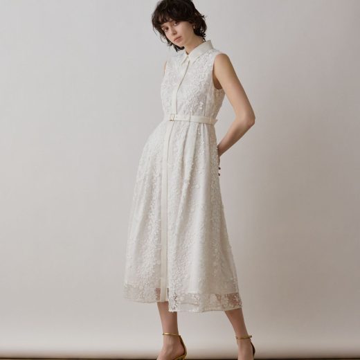 GRACE CONTINENTAL フラワーライン刺繍ワンピース グレースコンチネンタル ワンピース・ドレス ワンピース ホワイト ブラック グレー【送料無料】