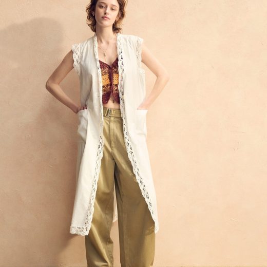 BEAUTY&YOUTH UNITED ARROWS バテンレース ロング ジレ ビューティー＆ユース　ユナイテッドアローズ ジャケット・アウター その他のジャケット・アウター ホワイト ブラウン【送料無料】