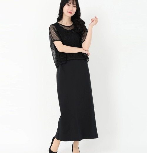 ICHIE メッシュトップス*ワンピースセットアップ ストロベリーフィールズ ワンピース・ドレス ワンピース ブラック【送料無料】