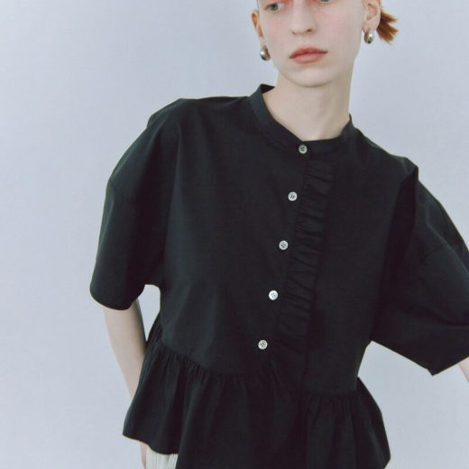 フリルブラウス ADAM ET ROPE’ FEMME アダムエロペ トップス シャツ・ブラウス ホワイト ブルー ブラック【先行予約】*【送料無料】[Rakuten Fashion]