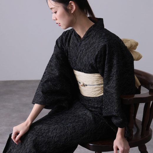 PourVous スカート浴衣3点セット(上着・スカート・兵児帯)二部式洗えるおしゃれ可愛い女性 プールヴー 着物・浴衣・和装小物 浴衣 ブラック ホワイト グレー【送料無料】